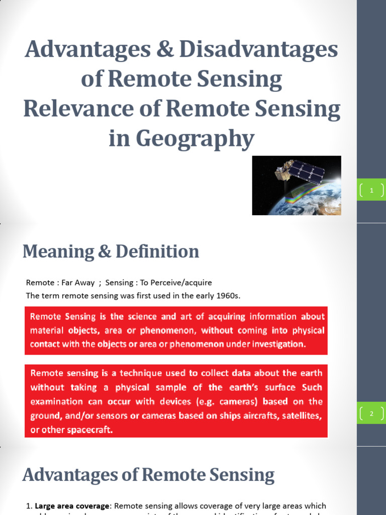 Advantages and Disadvantages of Remote Sensing | PDF | Remote Sensing