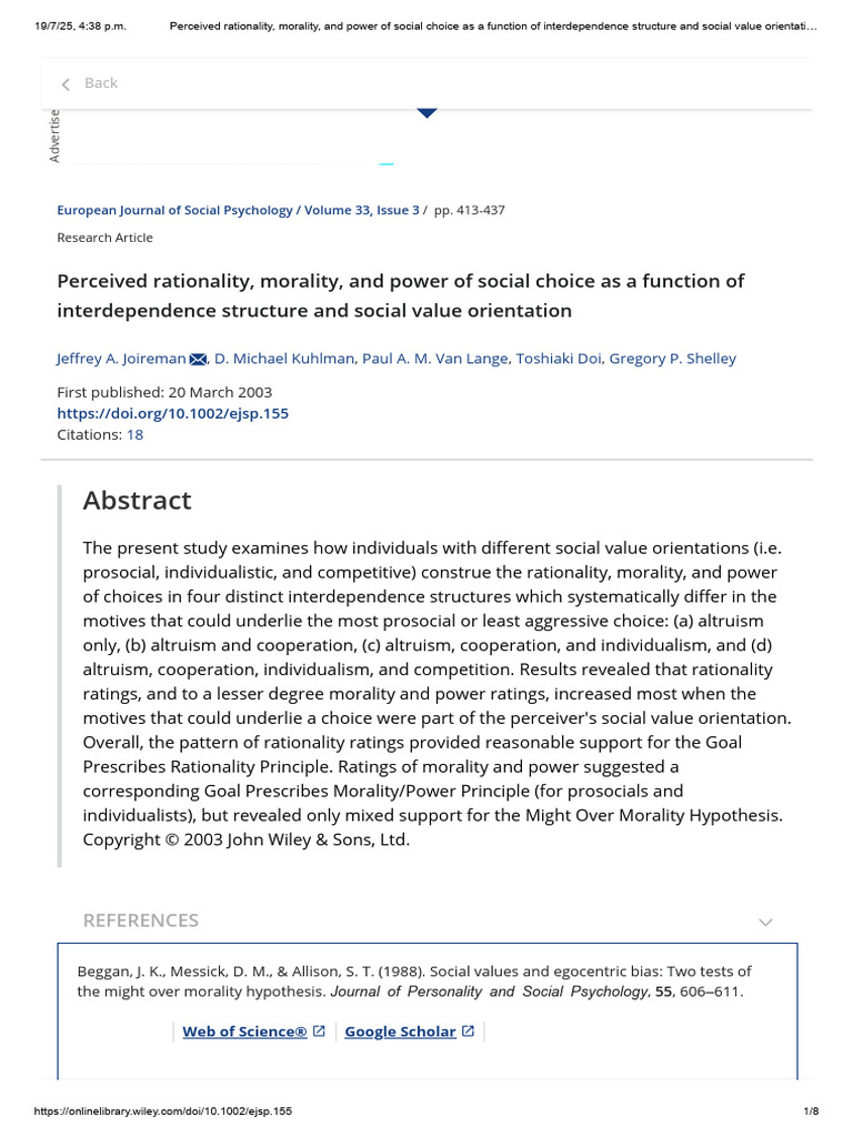 Perceived Rationality, Morality, and Power of Social Choice As A ...