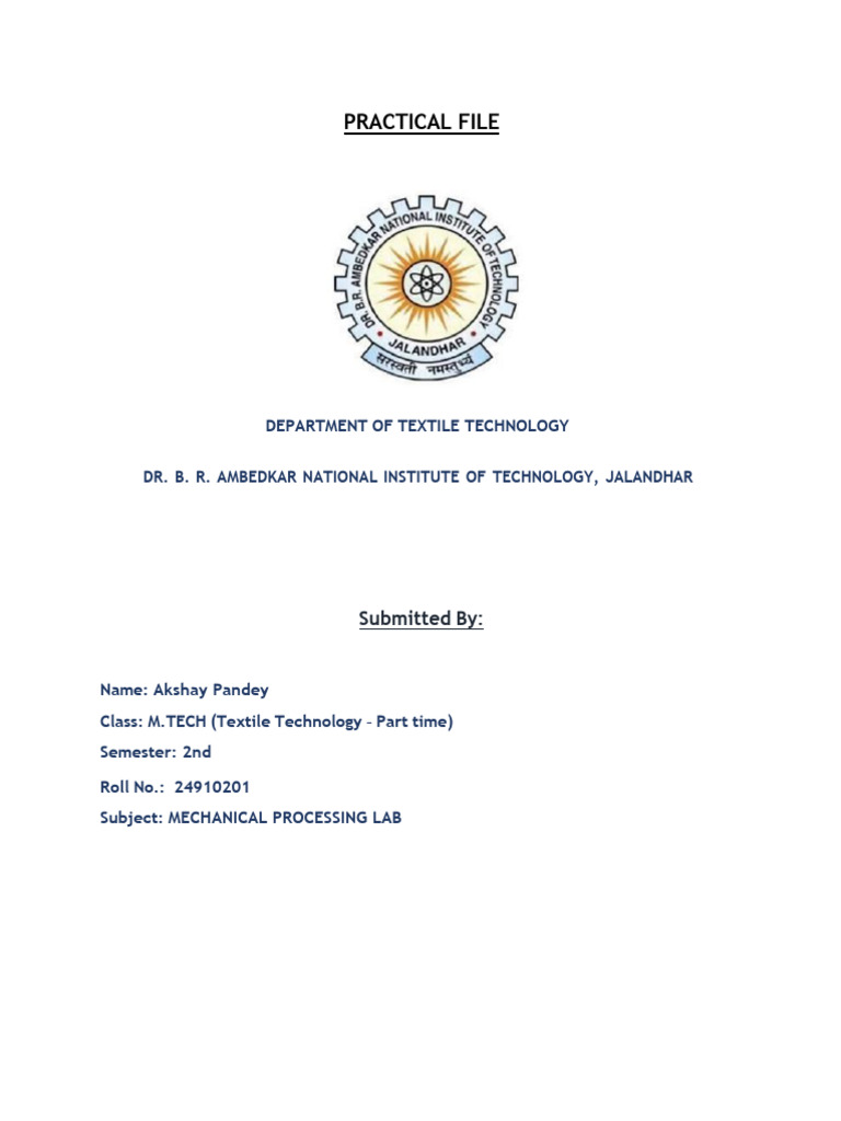Mechanical Processing Lab Practical File - AKSHAY PANDEY 24910201 | PDF ...