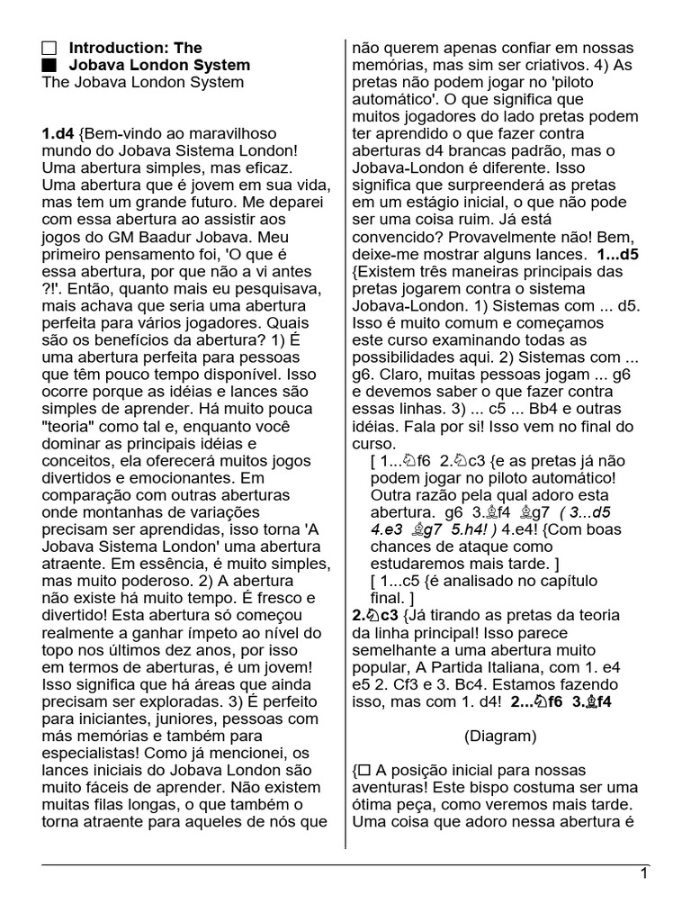 Guia Completo do Sistema Jobava London | PDF | Aberturas (xadrez) | Xadrez