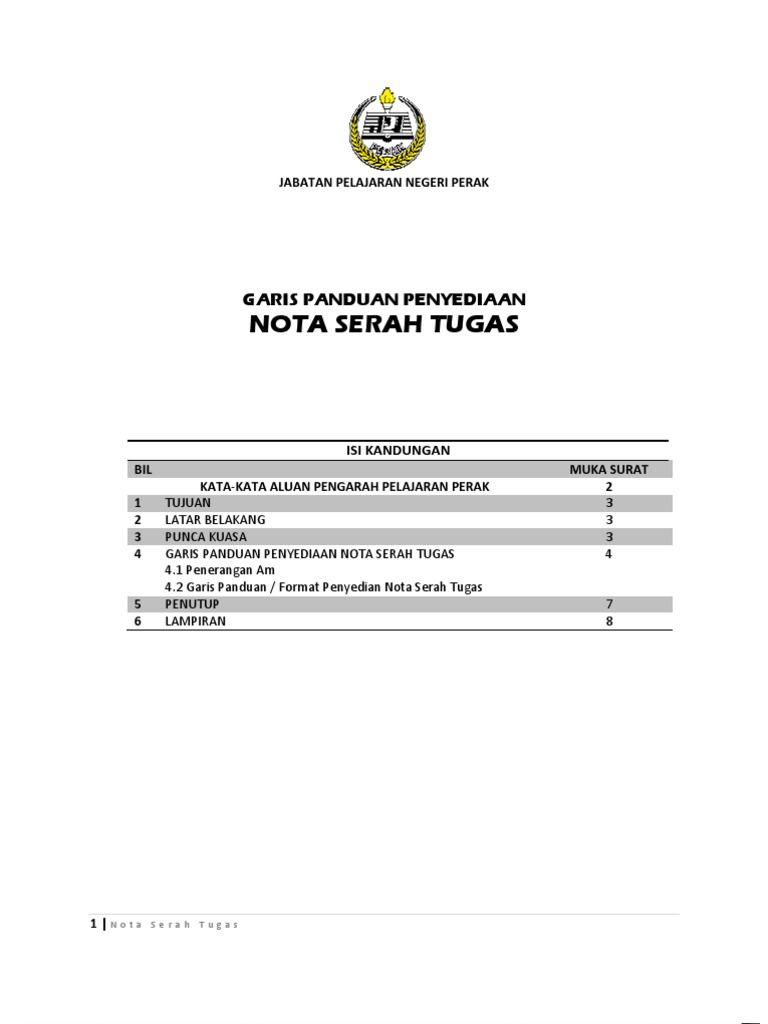 Nota Serah Tugas | PDF
