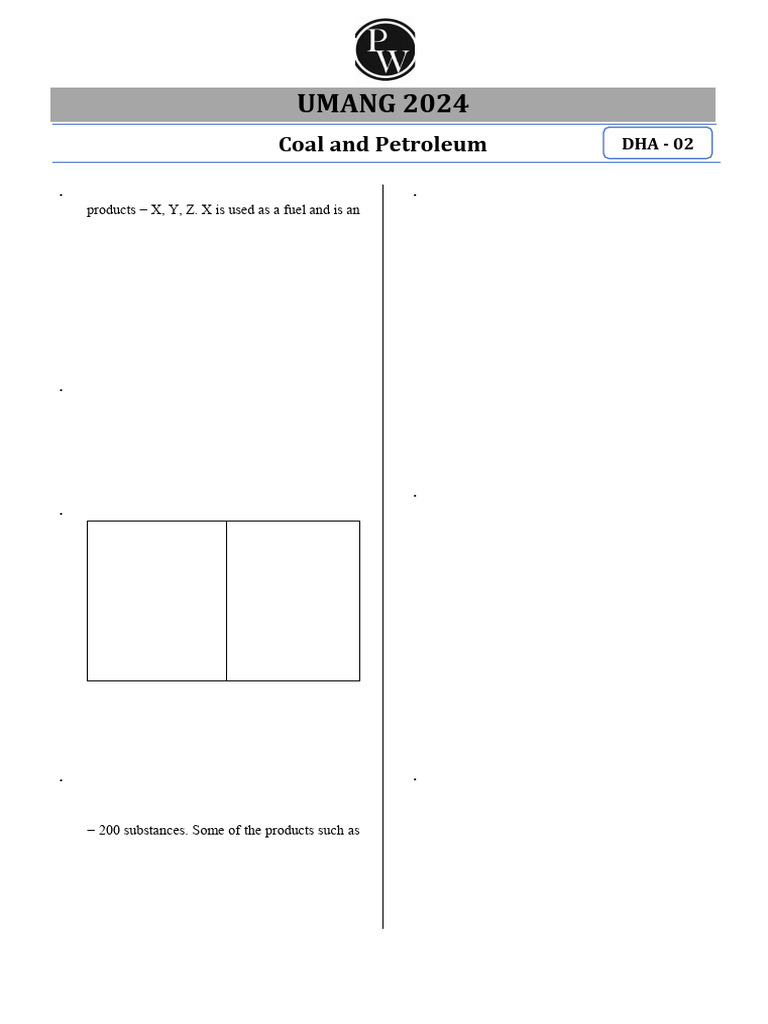 Chemistry - Coal and Petroleum - Daily Home Assignment 02 - Umang ...