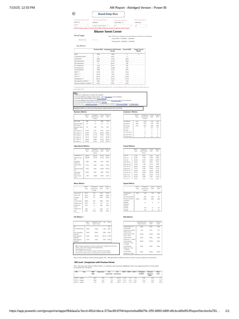 Bikaner Sweet Corner Business Metrics | PDF