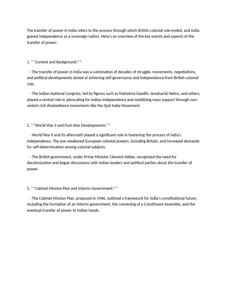 India’s Transfer of Power Explained | PDF