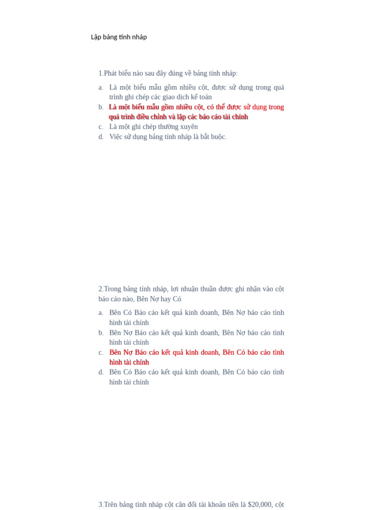 Lập bảng tính nháp | PDF