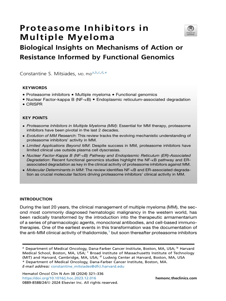 Proteasome Inhibitors in Multiple Myeloma | PDF | Proteasome | Nf κb
