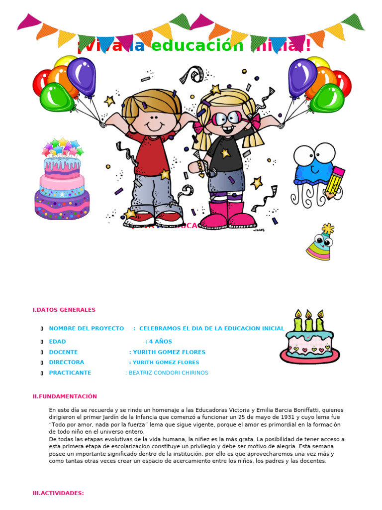 1.plan Semana de La Educacion Inicial-1 | PDF | Educación de la primera ...