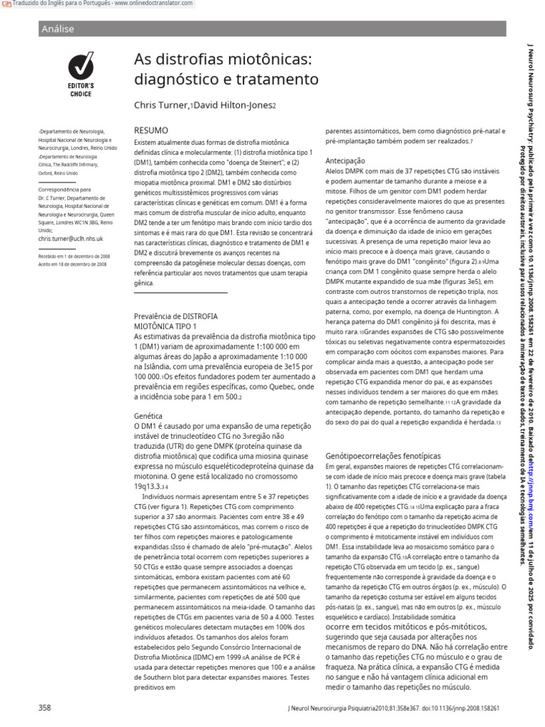 Distrofias Miotônicas: Diagnóstico e Tratamento | PDF | Gravidez | Coração