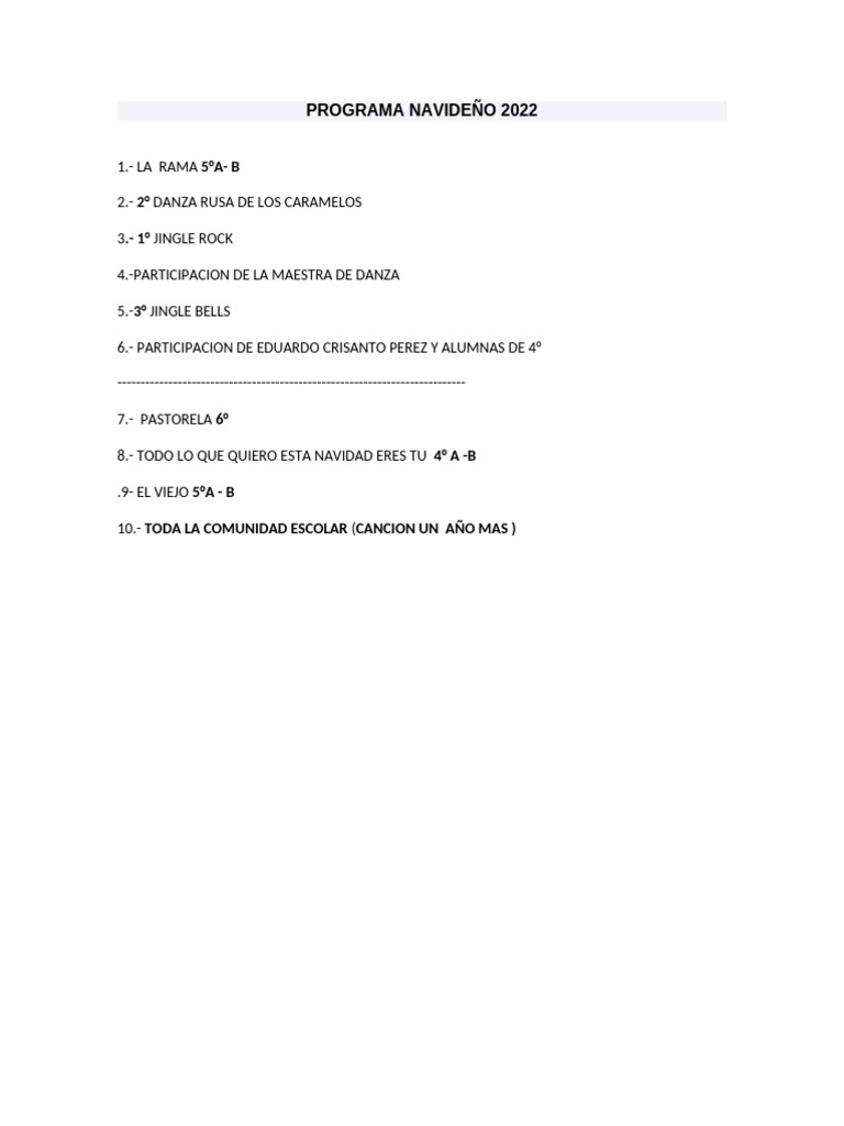 Programa Navideño 1 | PDF
