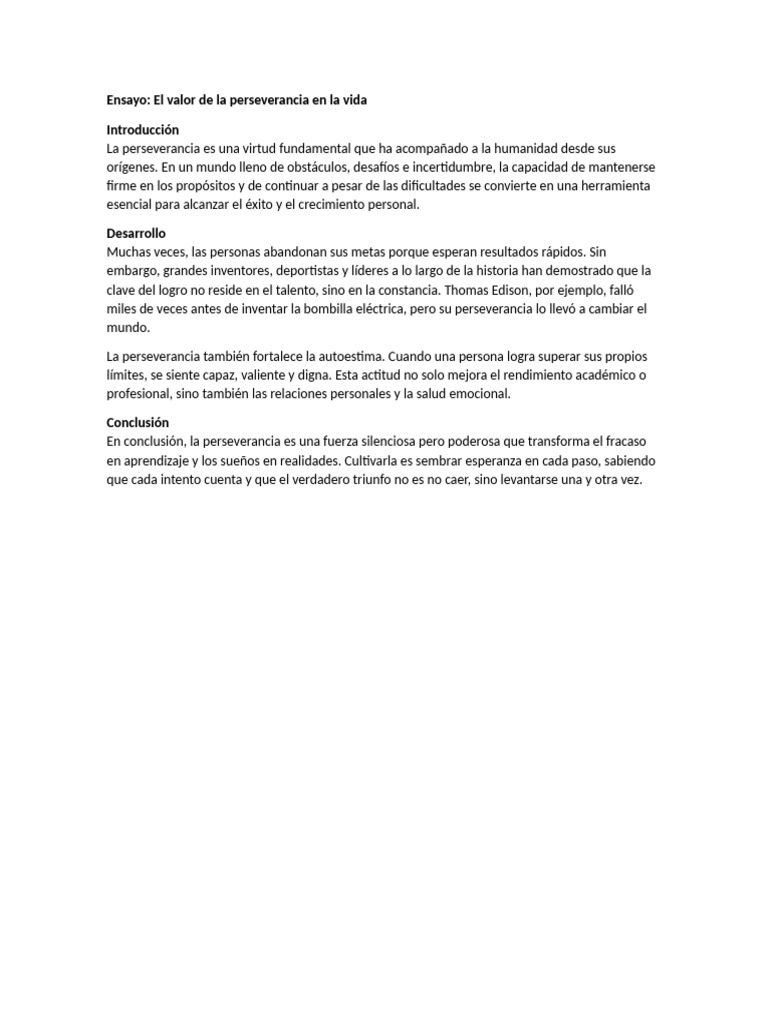 El Valor de La Perseverancia en La Vida | PDF
