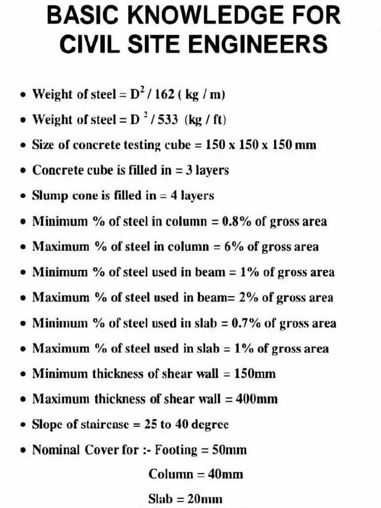 Basic Knowledge For Civil Site Engineers | PDF