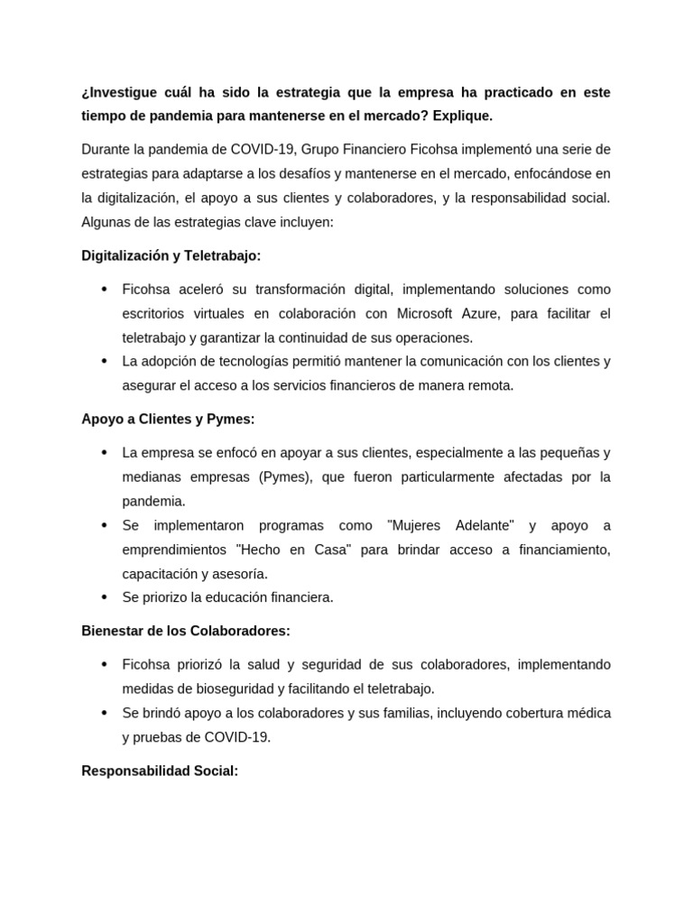 Estrategias de Ficohsa en Pandemia | PDF | Pequeñas y medianas empresas ...