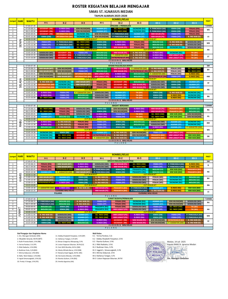 Roster Pembelajaran 25-26 (Final) | PDF
