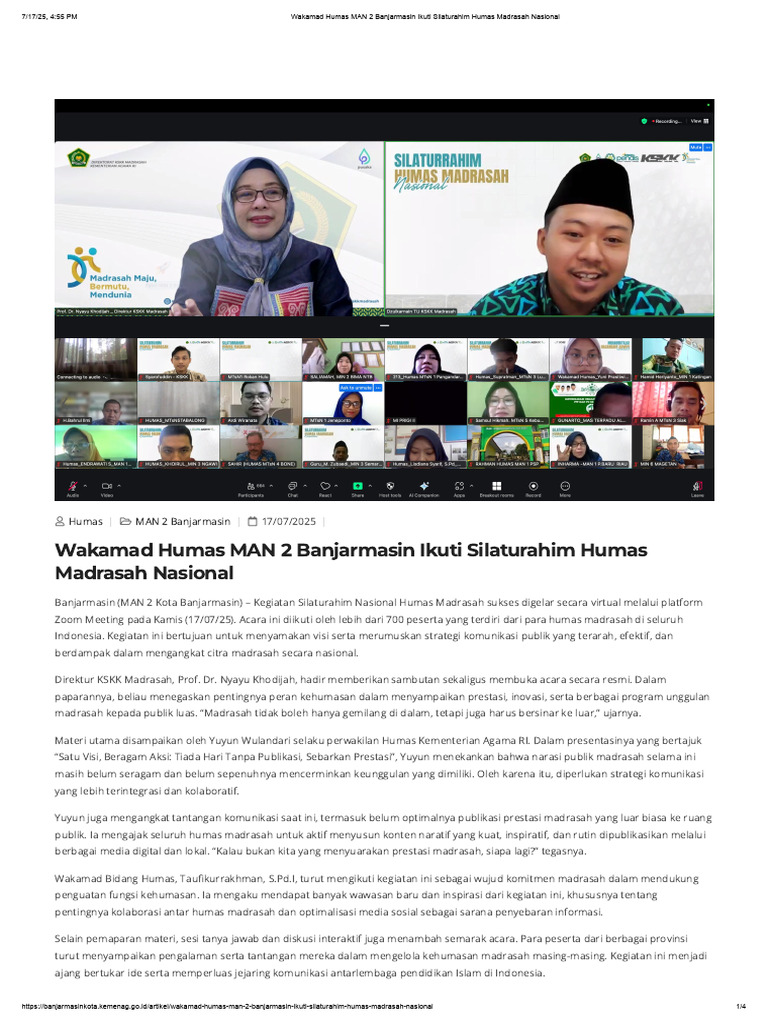 Silaturahim Humas Madrasah Nasional | PDF