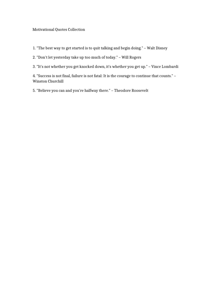 Inspiring Motivational Quotes List | PDF