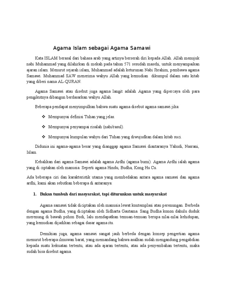 Agama Islam Sebagai Agama Samawi Pdf