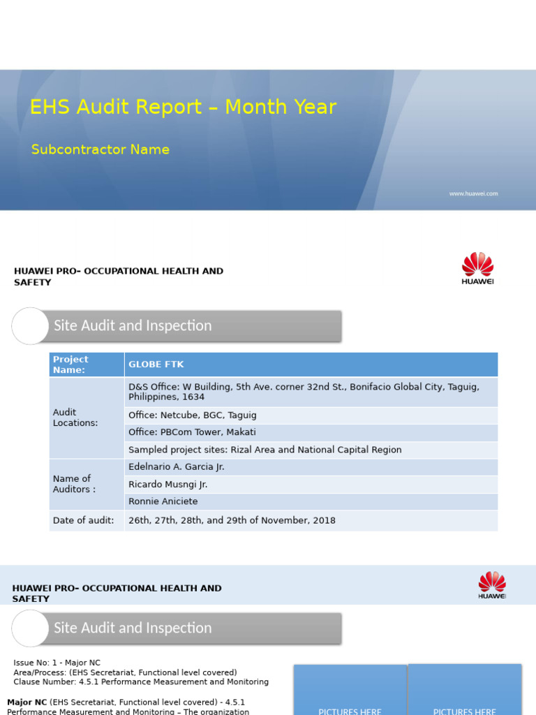 HUAWEI EHS Audit Report Overview | PDF | Lentiviruses | Hiv/Aids