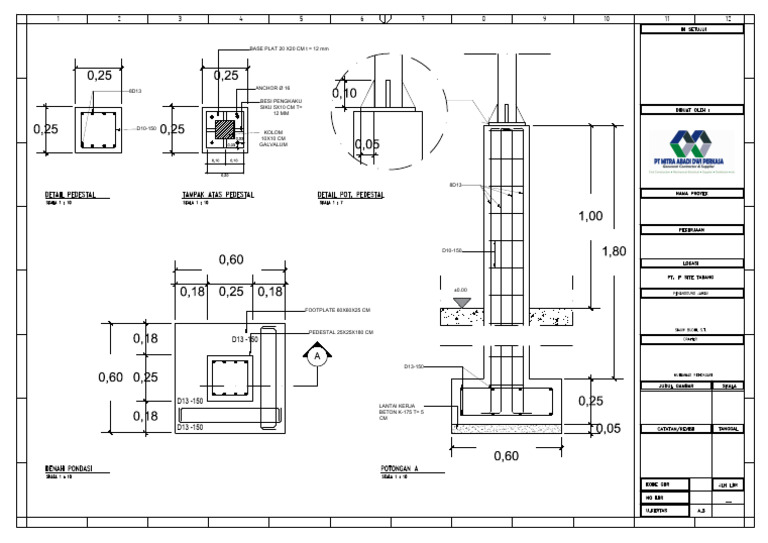 Detail Pondasi Dan Pedestalx | PDF