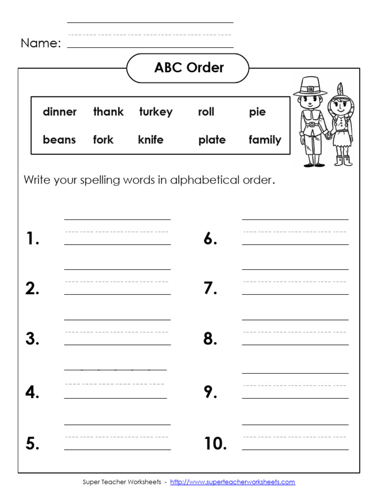 Listbthanksgiving ABC Order Write TGABC | PDF