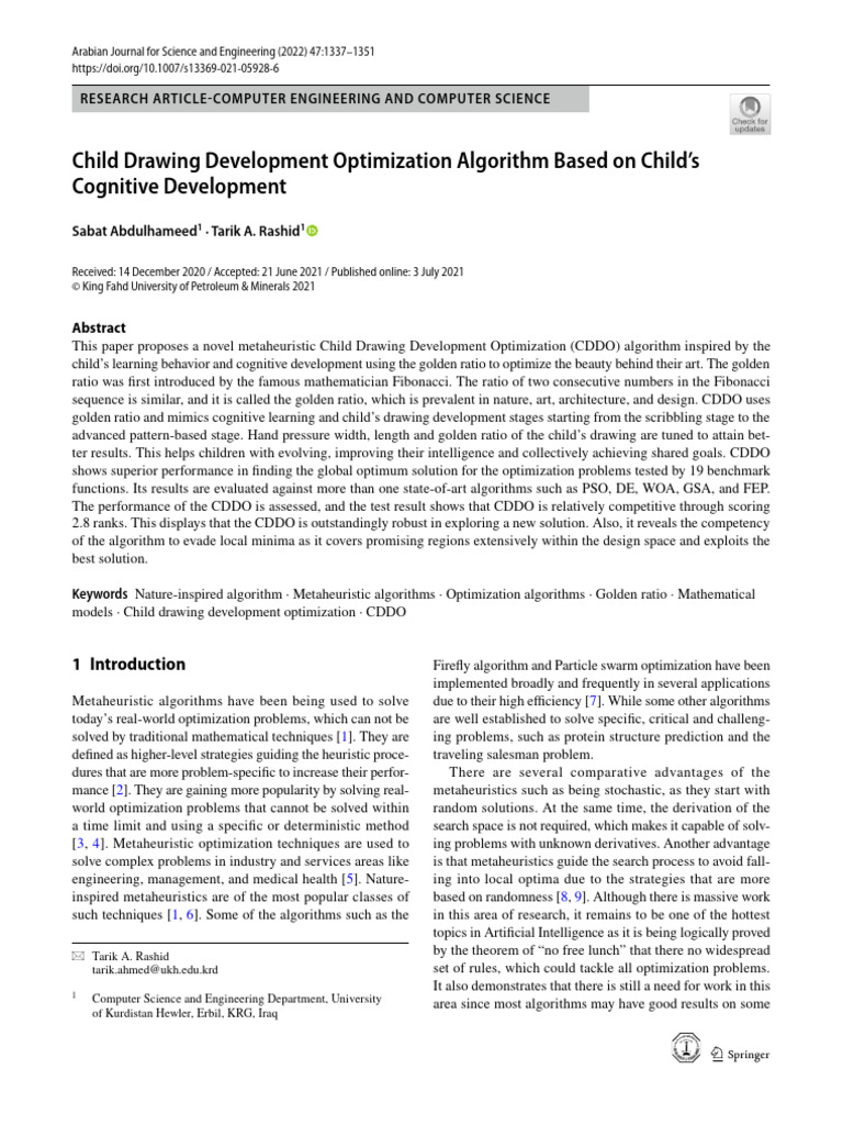 Child Drawing Development Optimization Algorithm | PDF | Metaheuristic ...