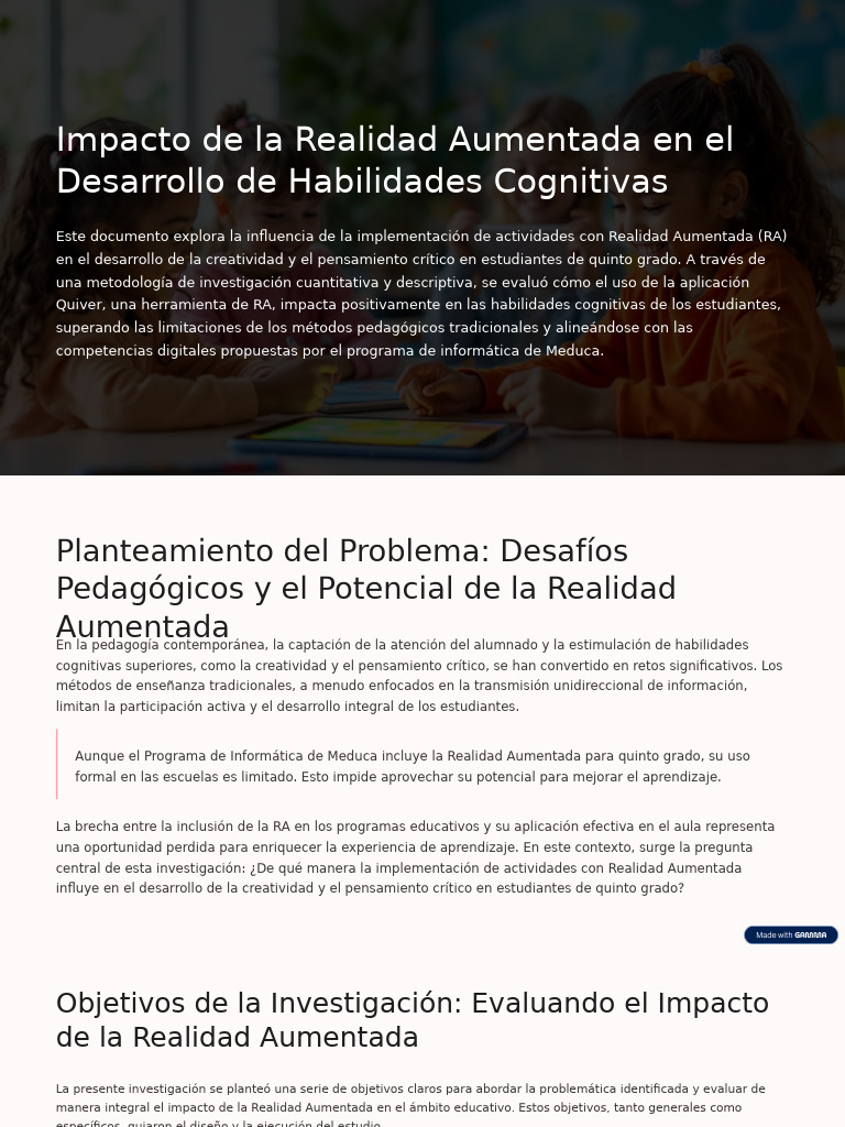 Impacto de la RA en Creatividad Estudiantil | PDF | Realidad aumentada ...