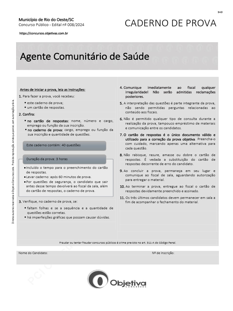 Prova Concurso Agente de Saúde 2024 | PDF | Desperdício