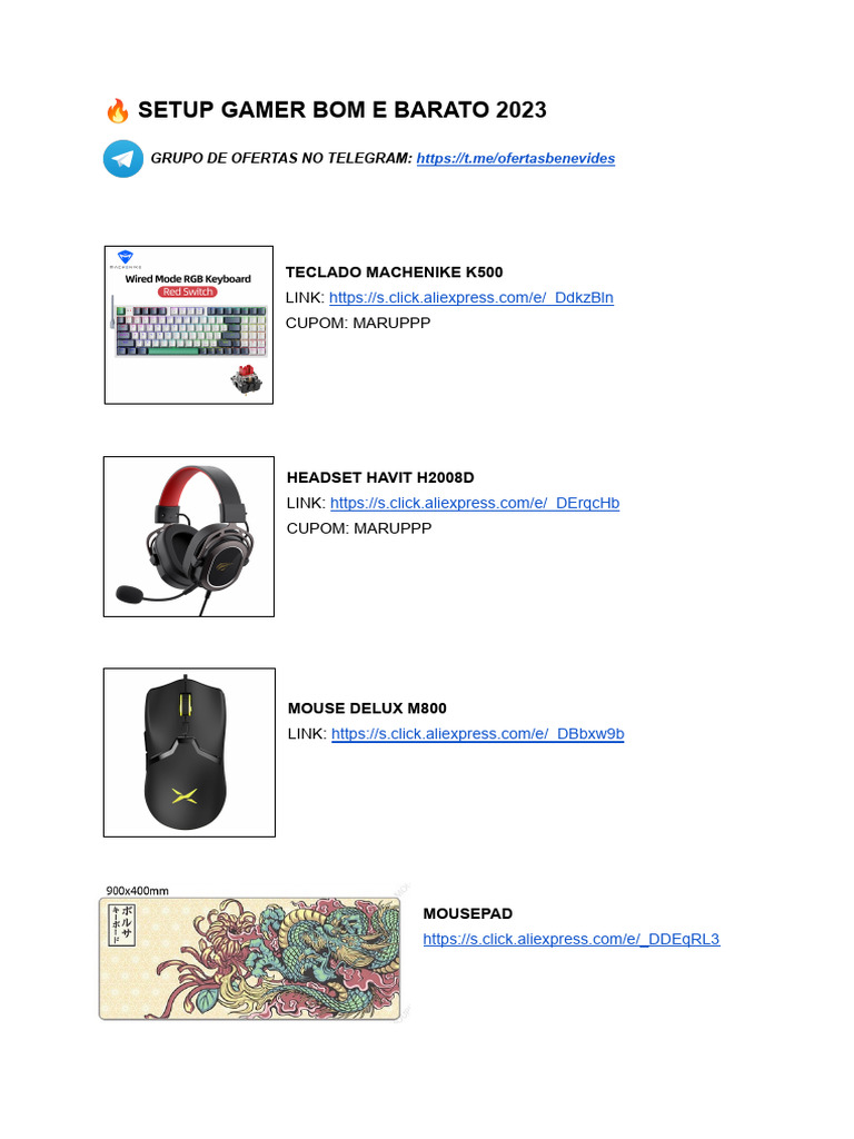 ? Setup Gamer Bom e Barato 2023 | PDF