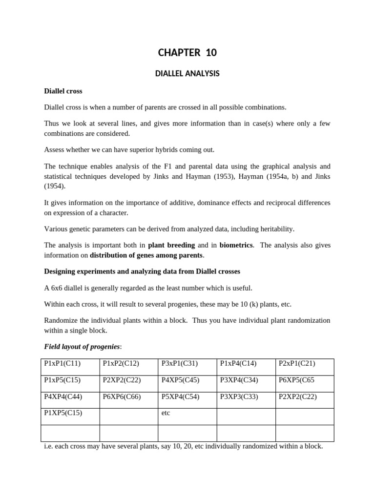 Diallel Analysis in Plant Breeding | PDF | Dominance (Genetics ...