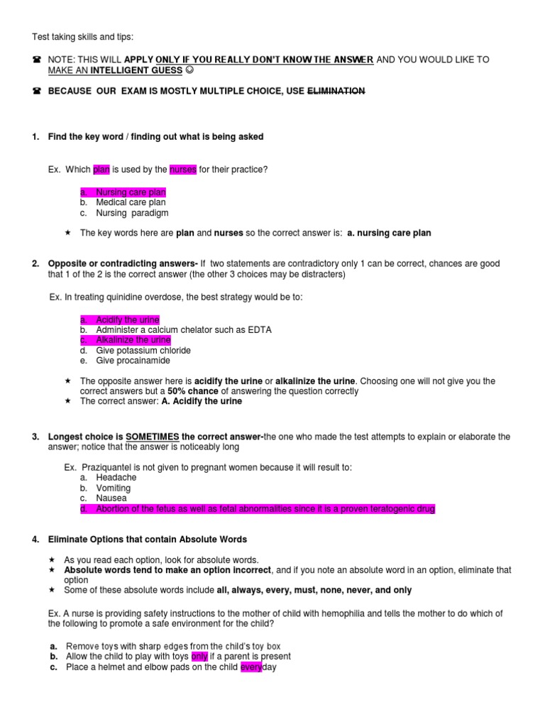 Test Taking Skills and Tips | PDF | Multiple Choice | Test (Assessment)
