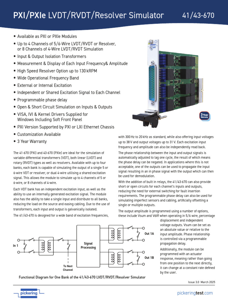 LVDT/RVDT/Resolver Simulator: Pxi/Pxie | PDF | Computing | Computer ...
