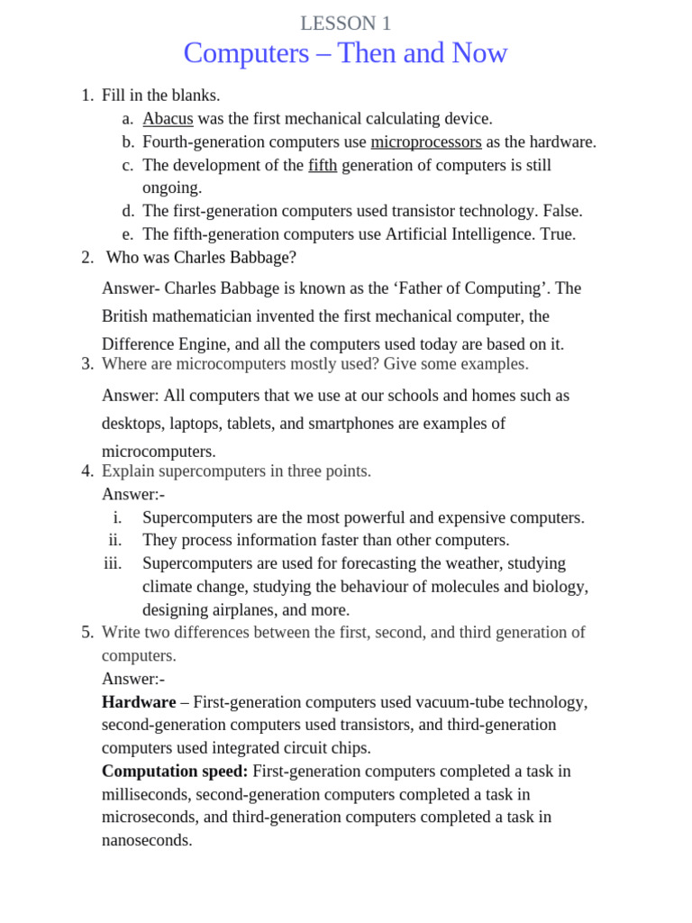 Computers - Then and Now | PDF