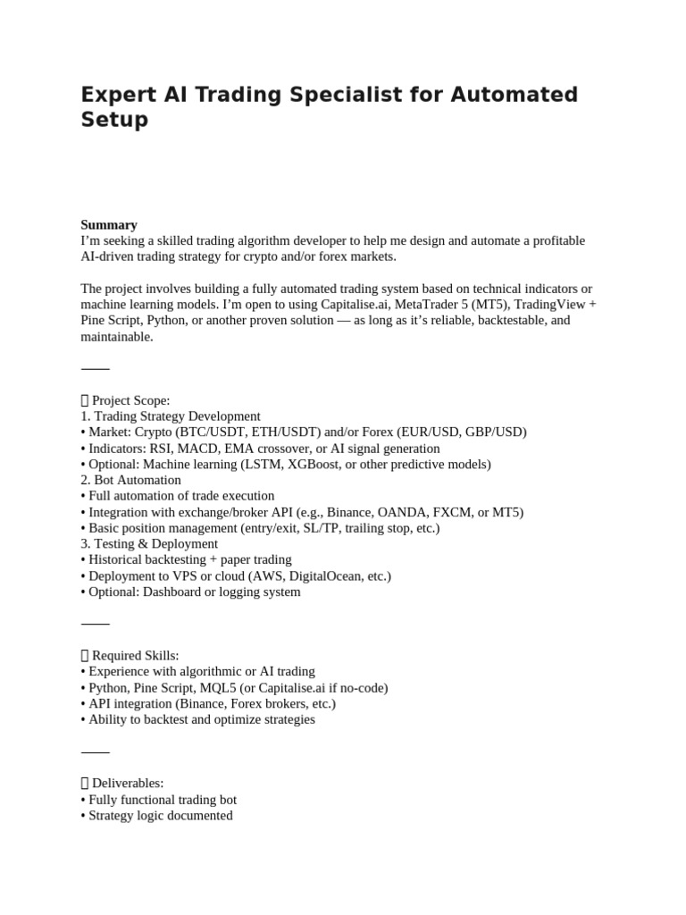 AI Trading Bot Development for Crypto & Forex | PDF | Artificial ...