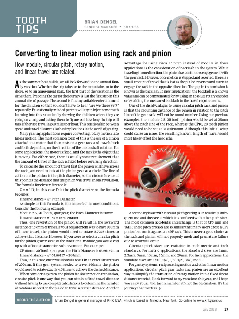 Converting Rotary to Linear Motion | PDF | Gear | Mechanical Engineering