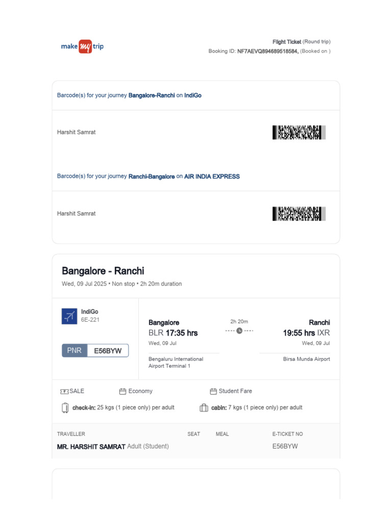 Flight Nf7aevq894689518584 | PDF | Identity Document | Aviation