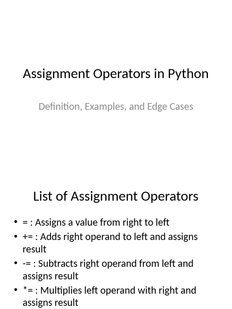 Python Assignment Operators Explained | PDF