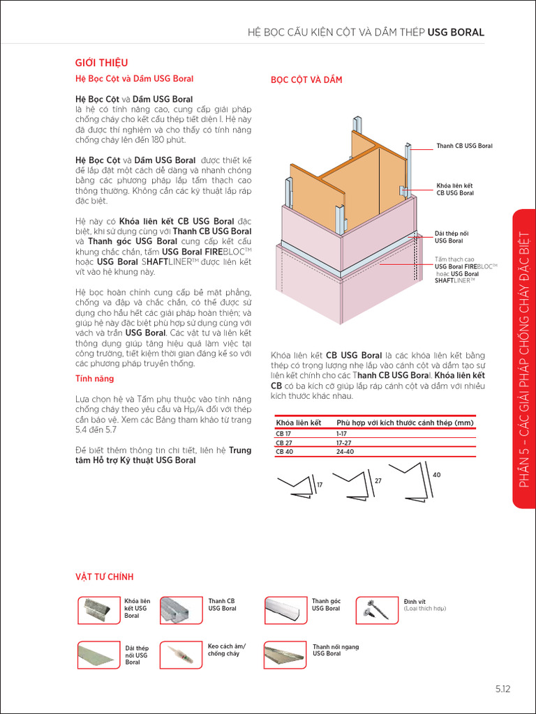 He Boc Cau Kien Cot Va Dam Thep USG Boral | PDF