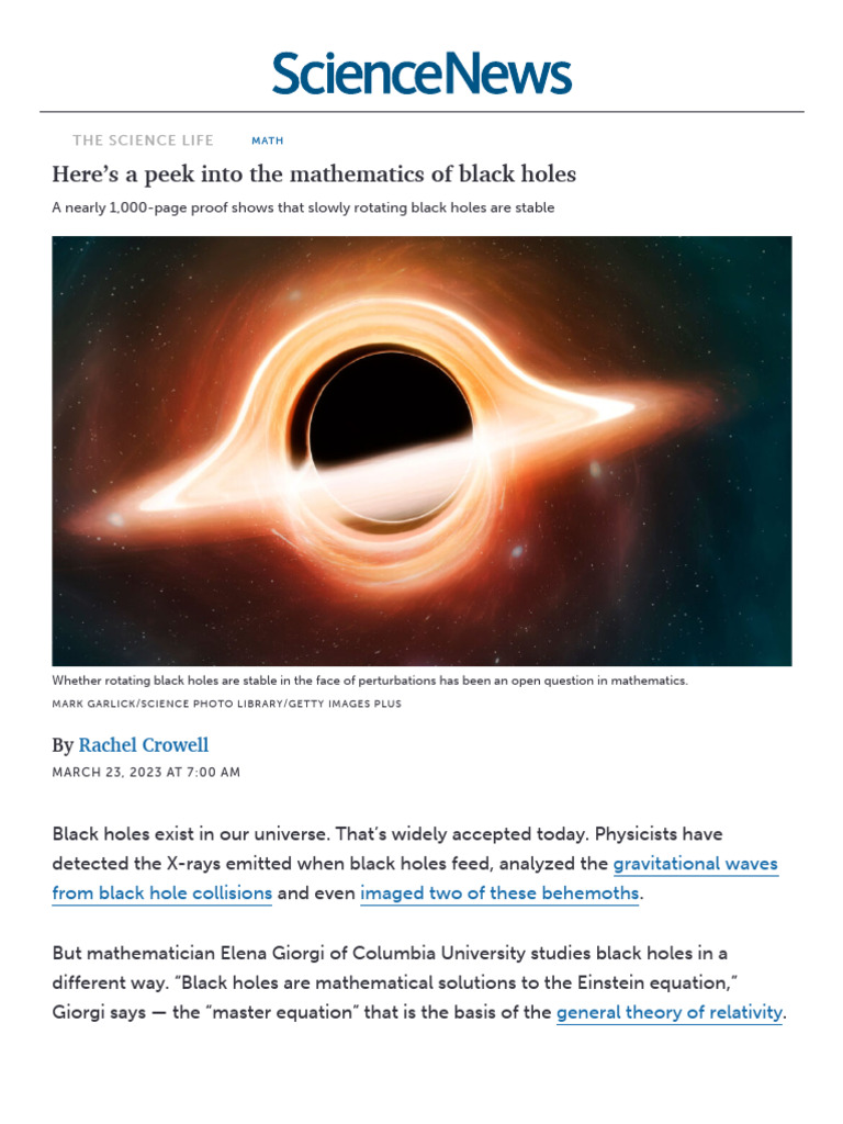 Stability of Slowly Rotating Black Holes | PDF | Black Hole | General ...