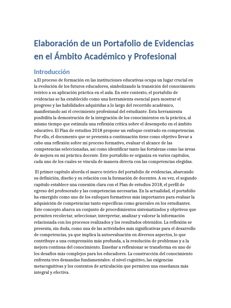 Portafolio de Evidencias Docentes | PDF | Plan de estudios | Maestros