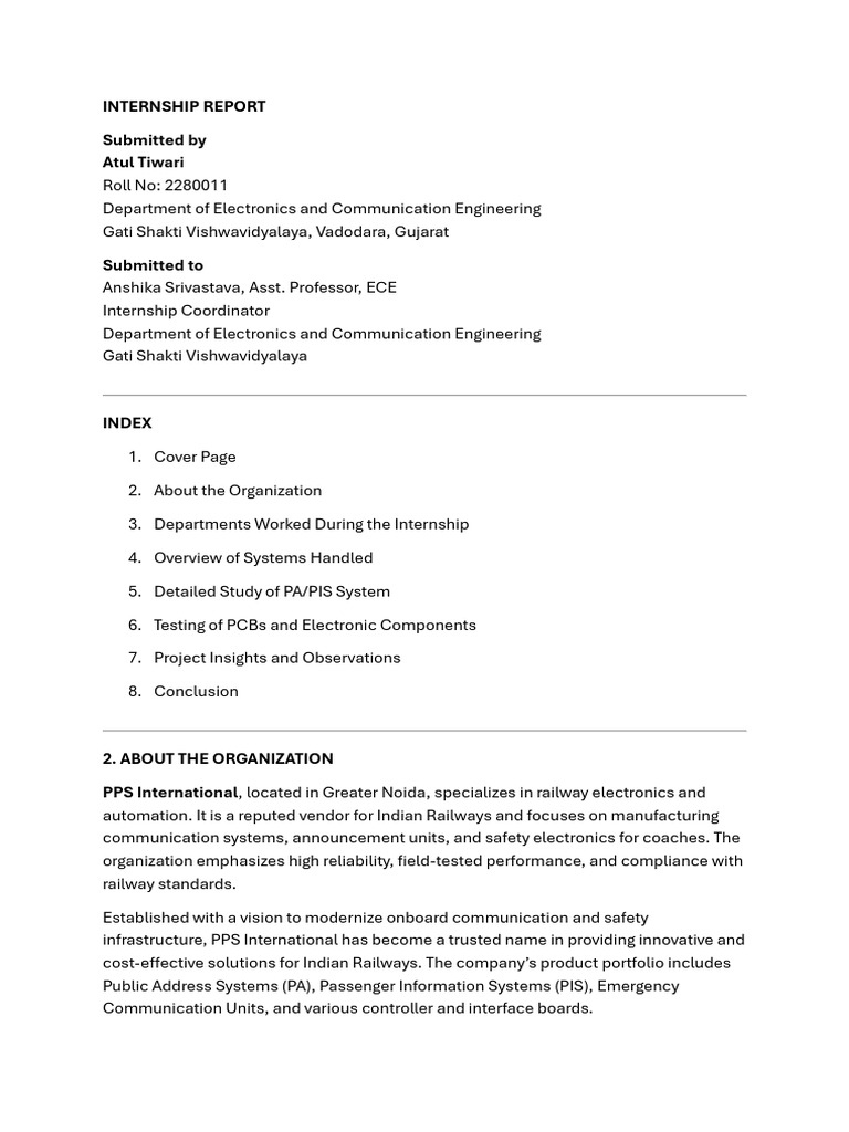 Internship Report on Railway Electronics | PDF | Printed Circuit Board ...