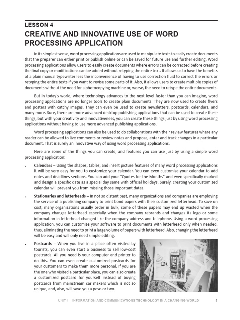 Innovative Uses of Word Processing Tools | PDF | Word Processor ...