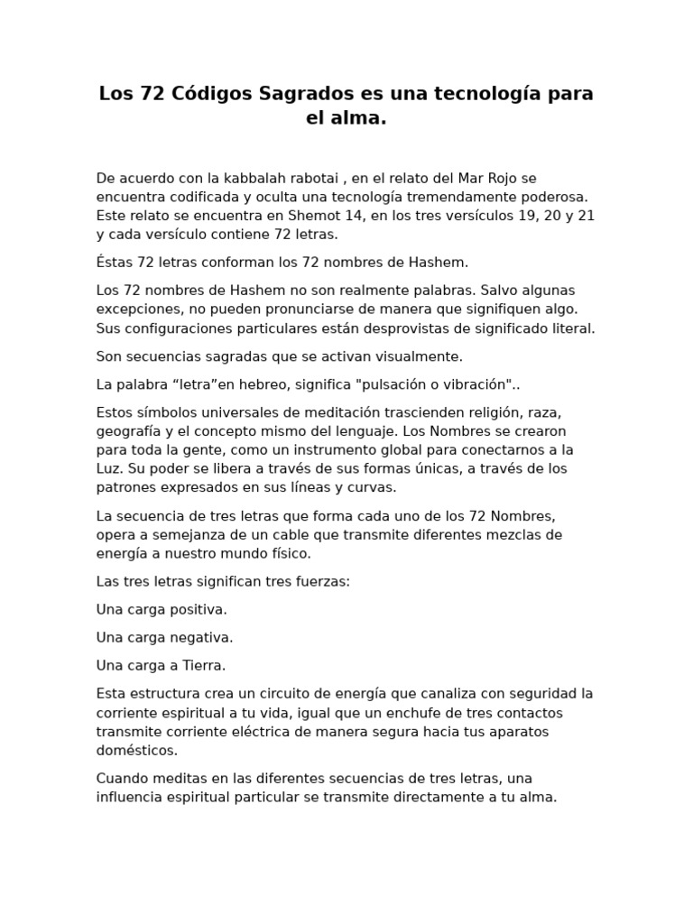 Los 72 Códigos Sagrados: Energía del Alma | PDF