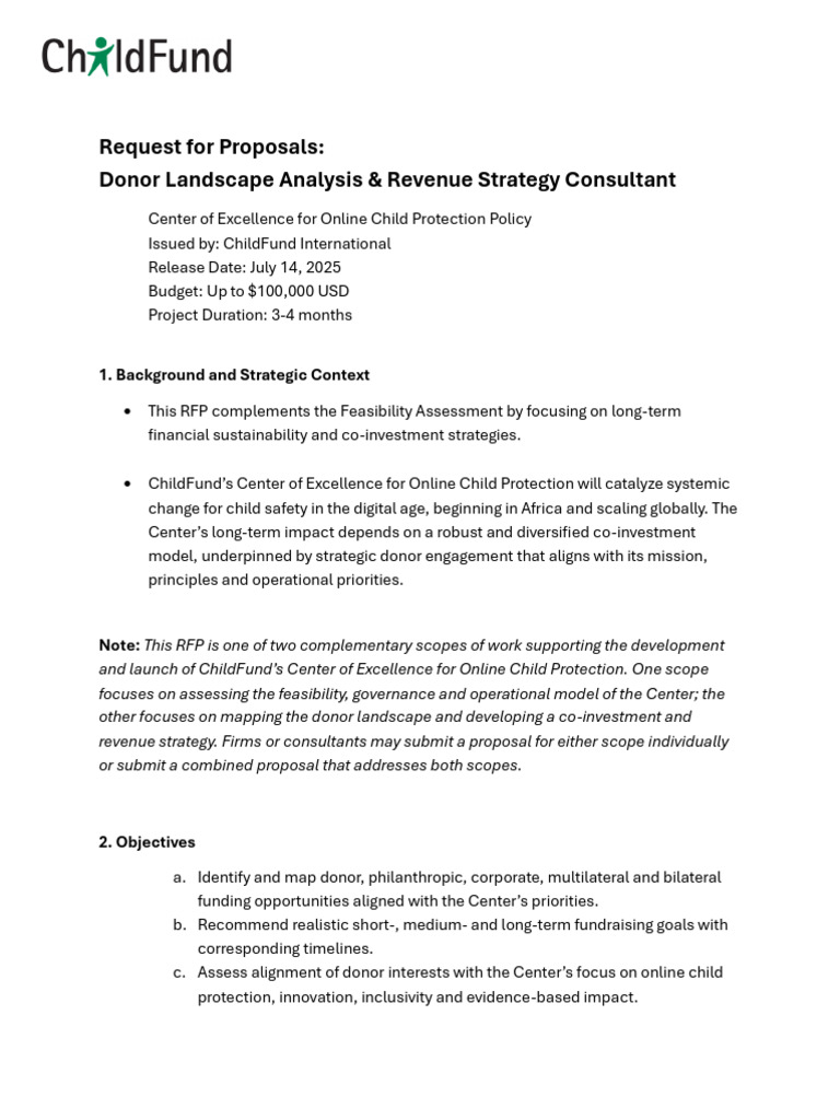 Donor Landscape Analysis RFP | PDF | Fundraising | Governance