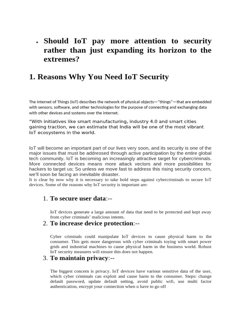 Importance of IoT Security Measures | PDF | Security | Computer Security