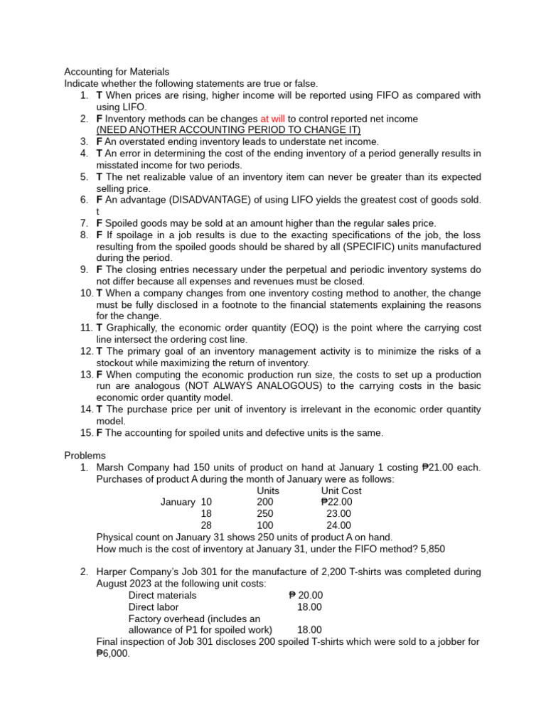 Accounting for Inventory Methods and Costs | PDF | Inventory | Cost Of ...