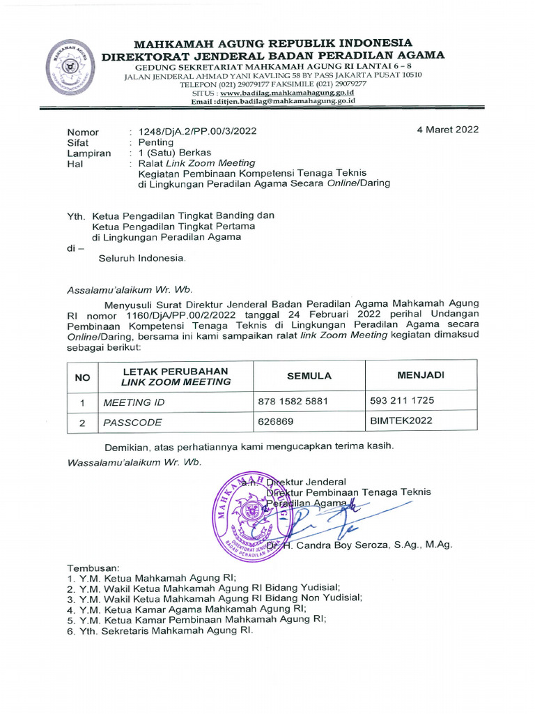 Surat Ralat Link Zoom Meeting Daring | PDF