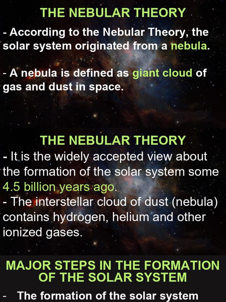 Steps of the Nebular Theory Explained | PDF | Formation And Evolution ...