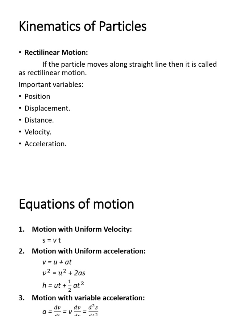 Kinematics of Particle New 2022-23 | PDF | Acceleration | Velocity