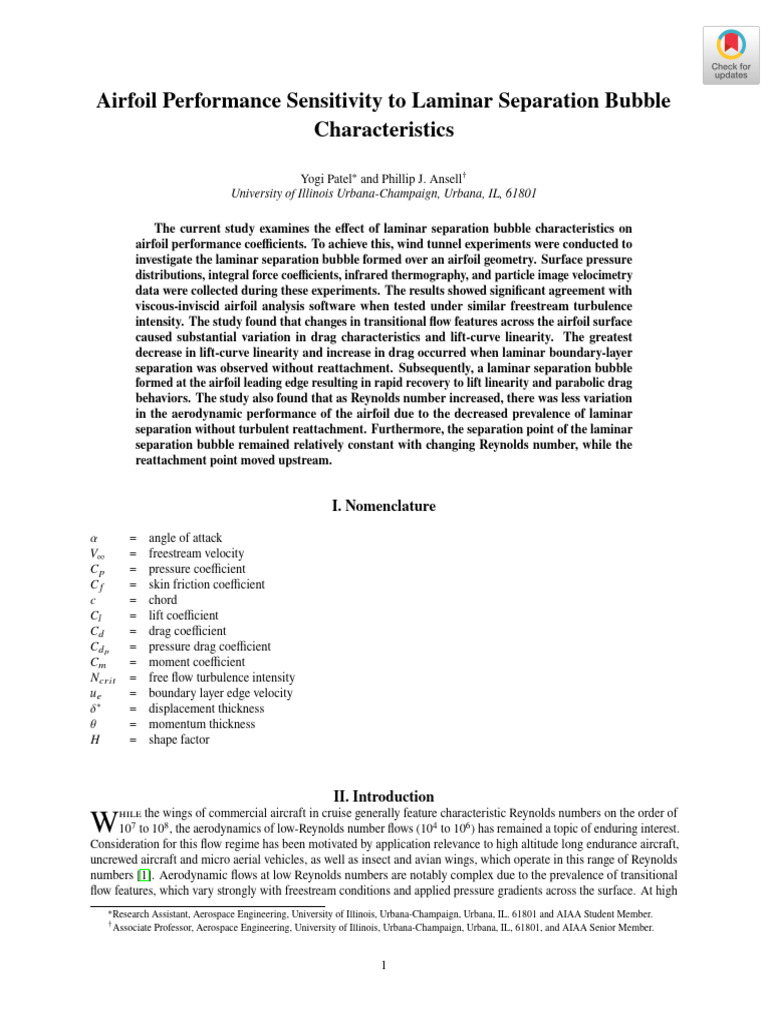 Airfoil Performance and Laminar Separation | PDF | Boundary Layer | Airfoil