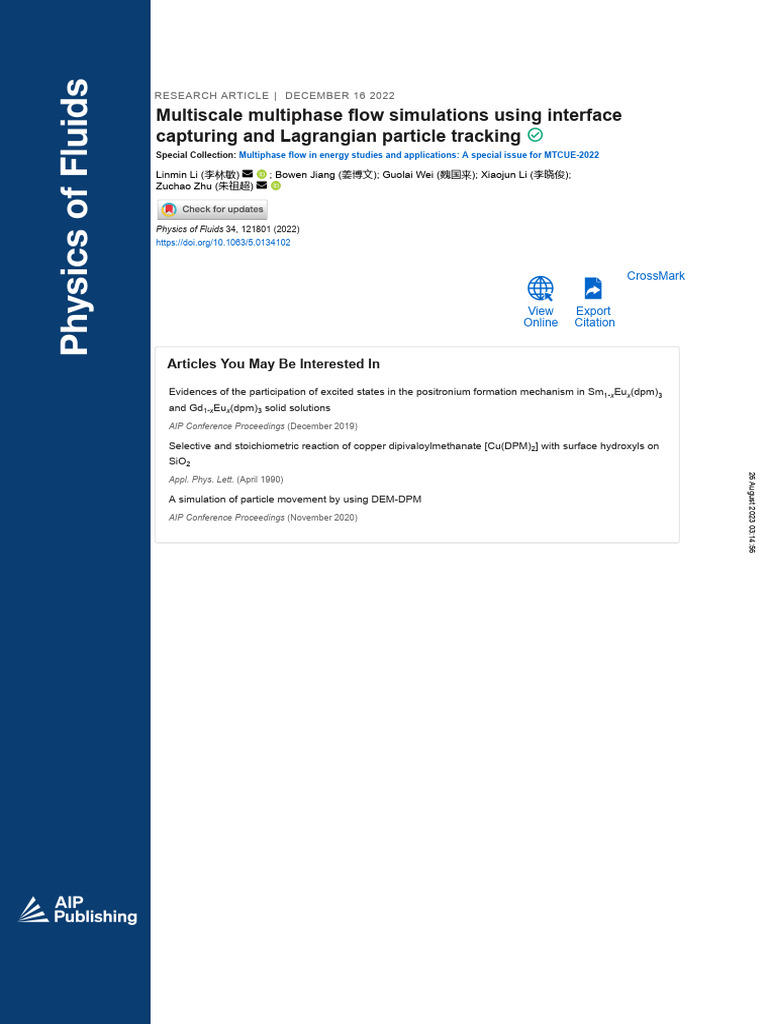 Multiscale Multiphase Flow Simulations Using Interface Capturing and ...