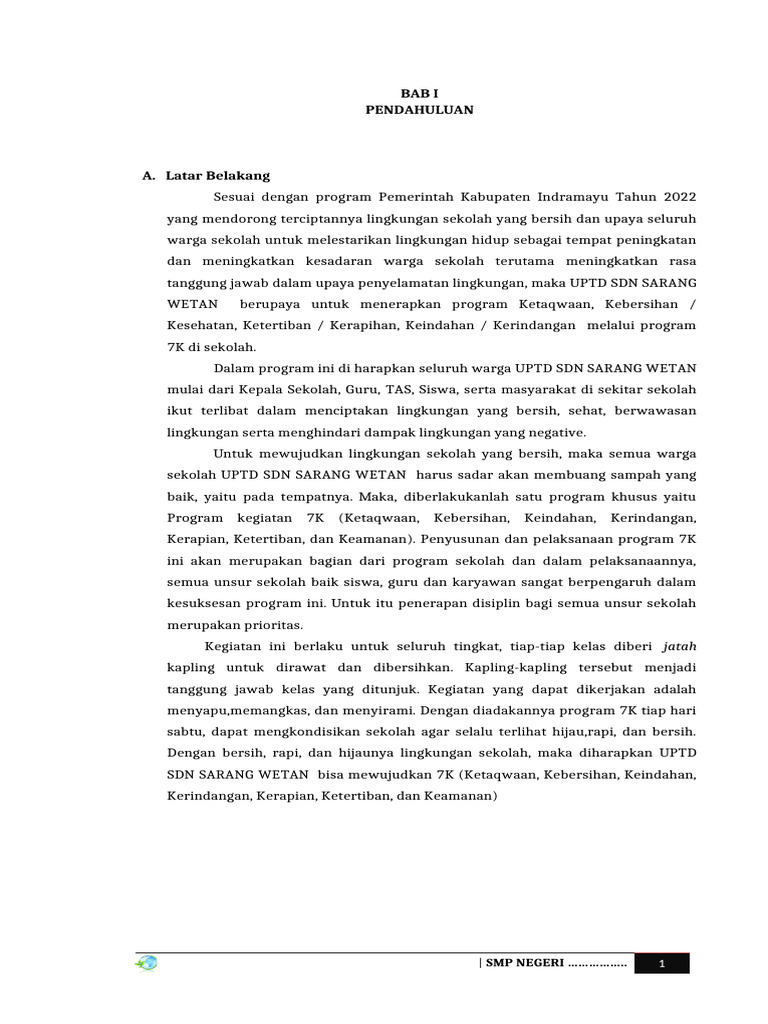 Program 7K untuk Lingkungan Sekolah | PDF